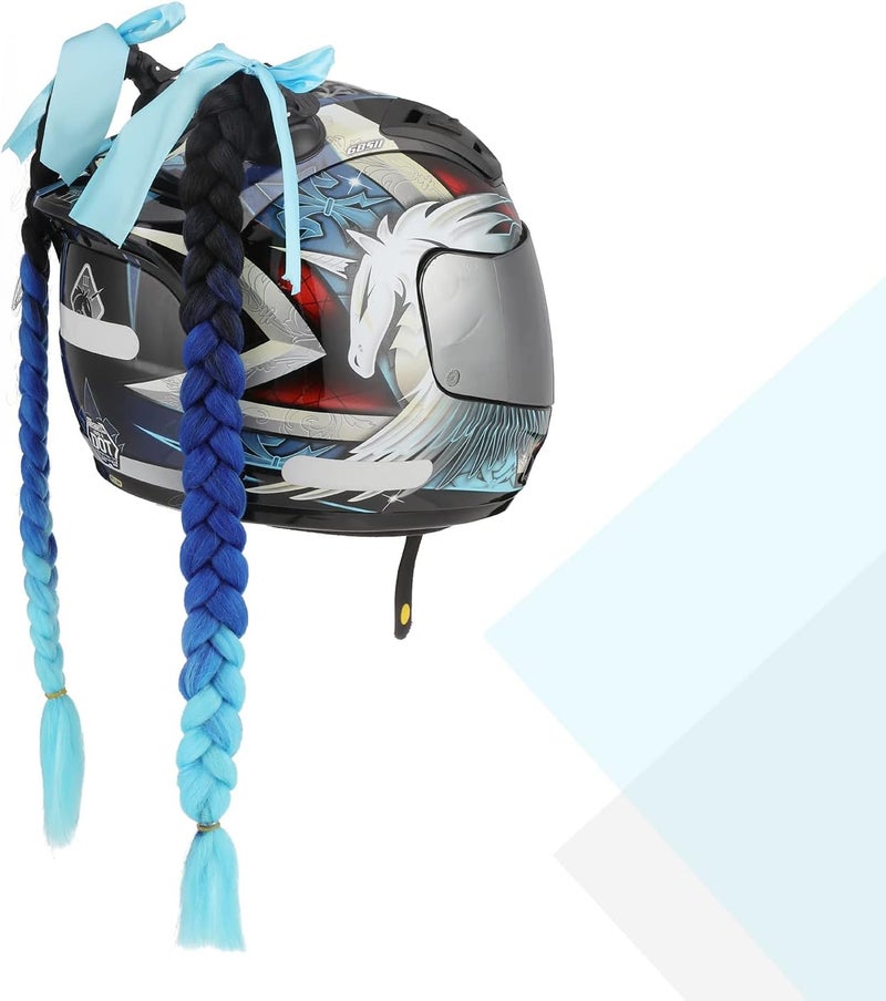 SEGO 1PCS/2PCS Helmet Pigtail Braids with Detachable Suction Cup Bowknot Ponytail Hair Many Colors (Helmet not Included) - Image 4